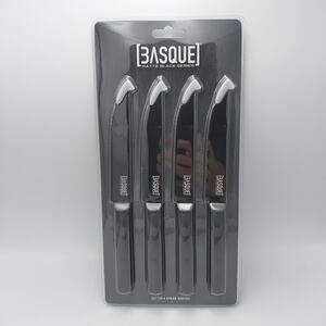 Basque Matte Black Series Steak Knives. Set‎ Of 4. New In Package.